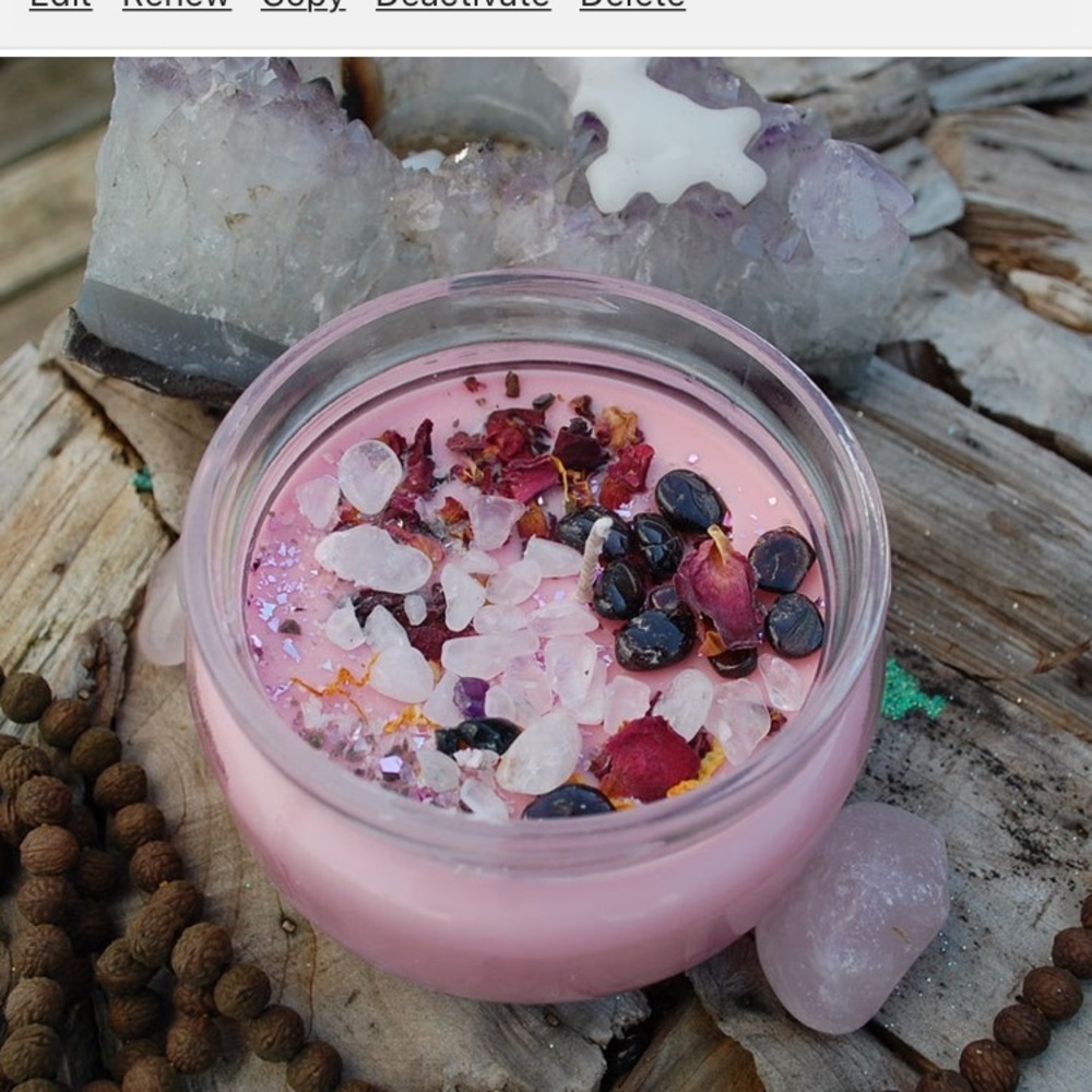 Crystal intention candle for love